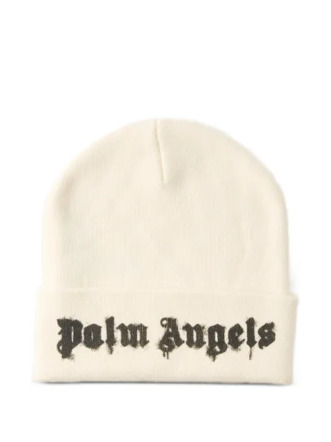 Palm Angels Dripping logo-intarsia beanie hat