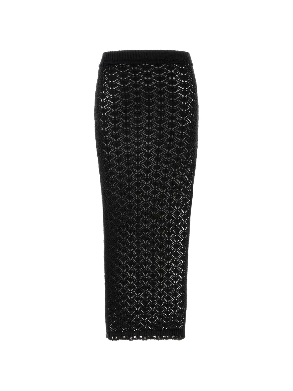 Blumarine crochet-knit fitted midi skirt - Nero