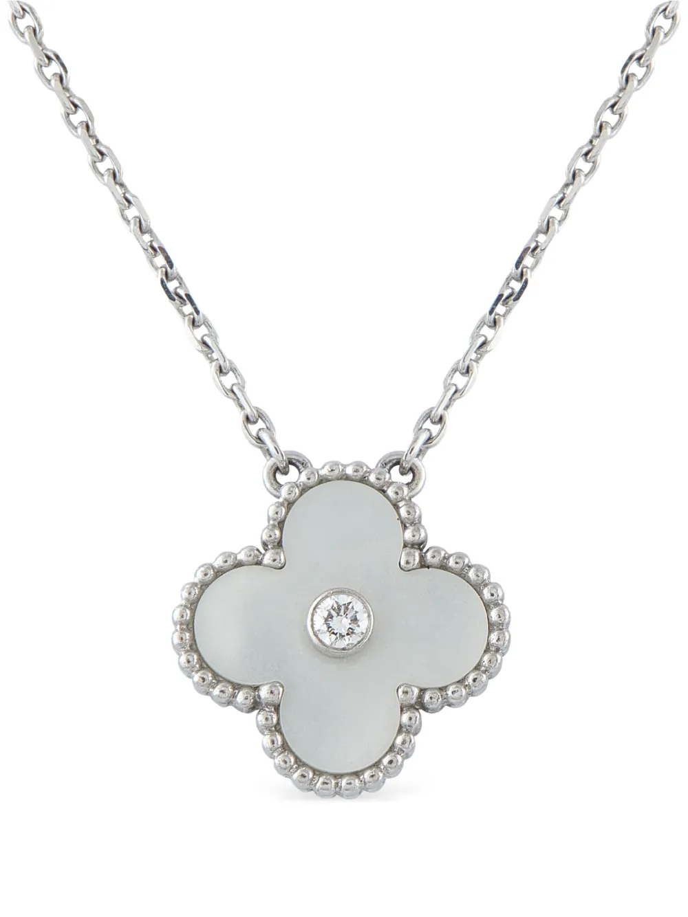 Van Cleef & Arpels Pre-Owned Alhambra diamond and mother-of-pearl necklace - Argento
