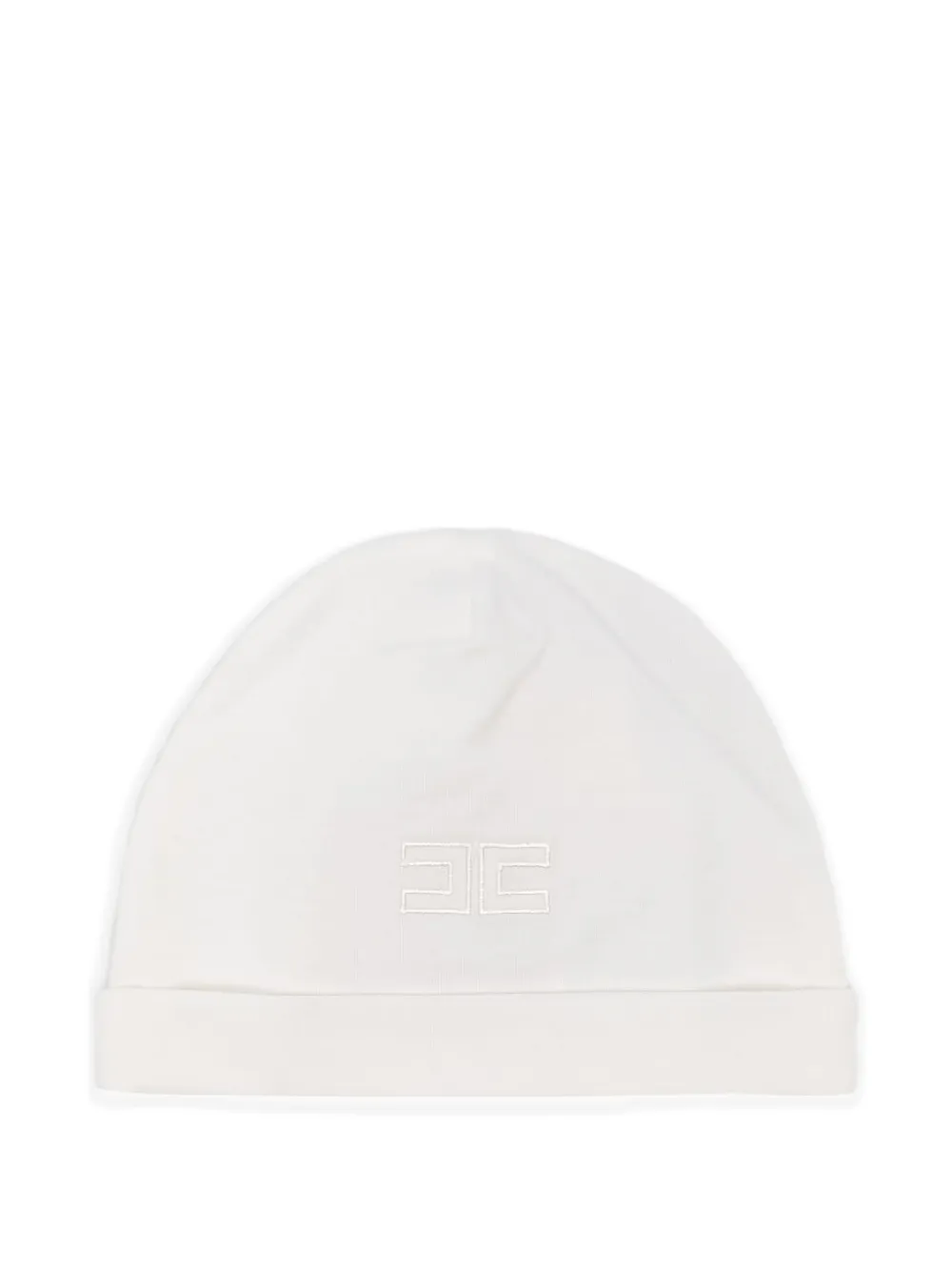 Elisabetta Franchi Kids embroidered-logo turn-up beanie hat - Bianco
