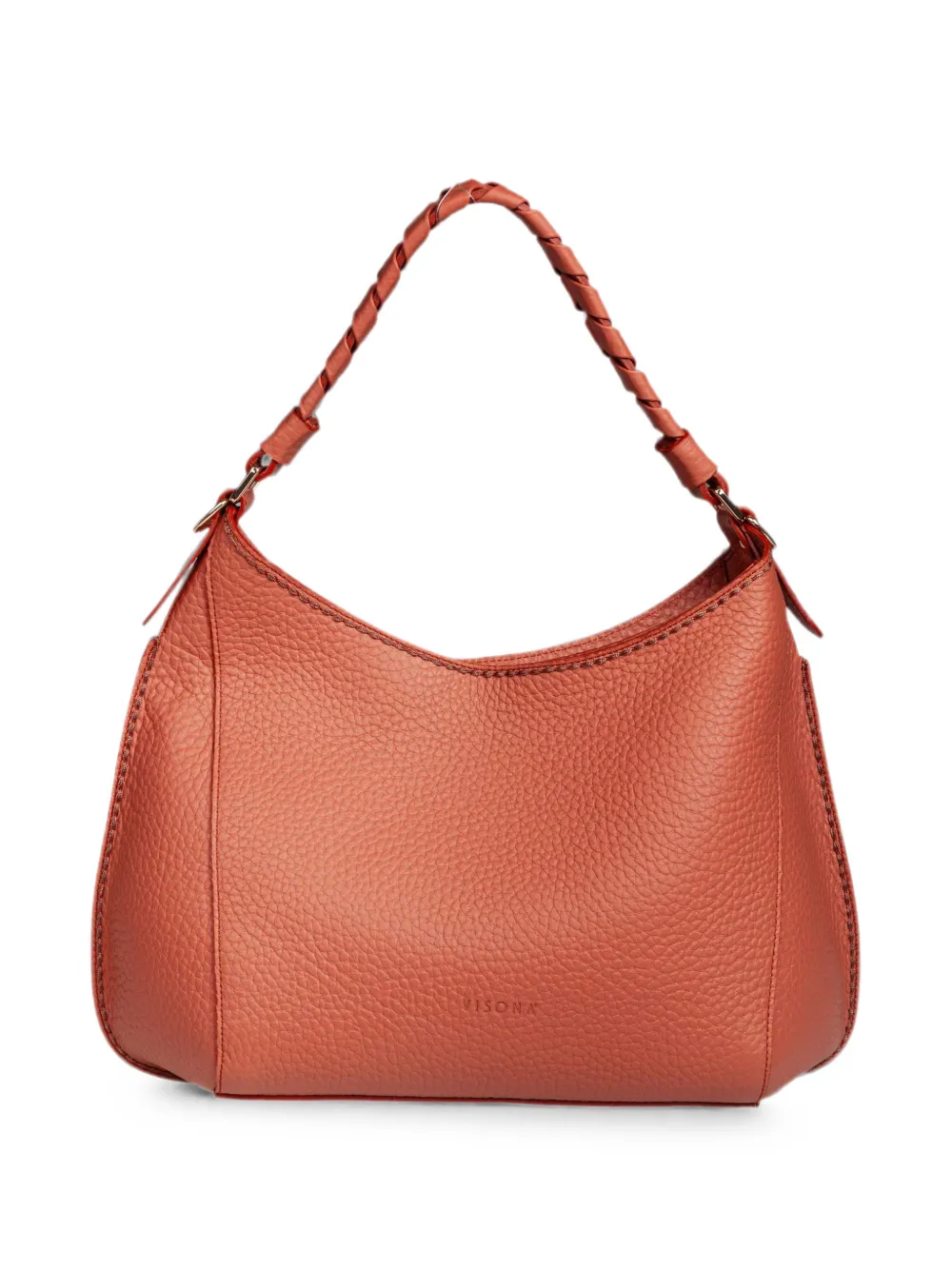 VISONA` Mia braided-handle leather shoulder bag - Arancione