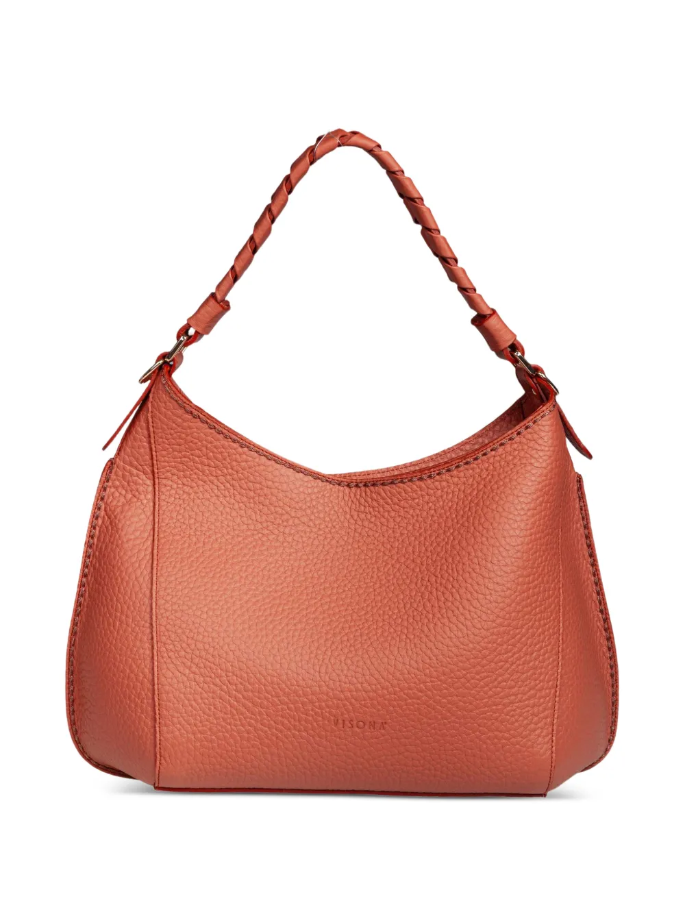 VISONA` Mia braided-handle leather shoulder bag - Arancione
