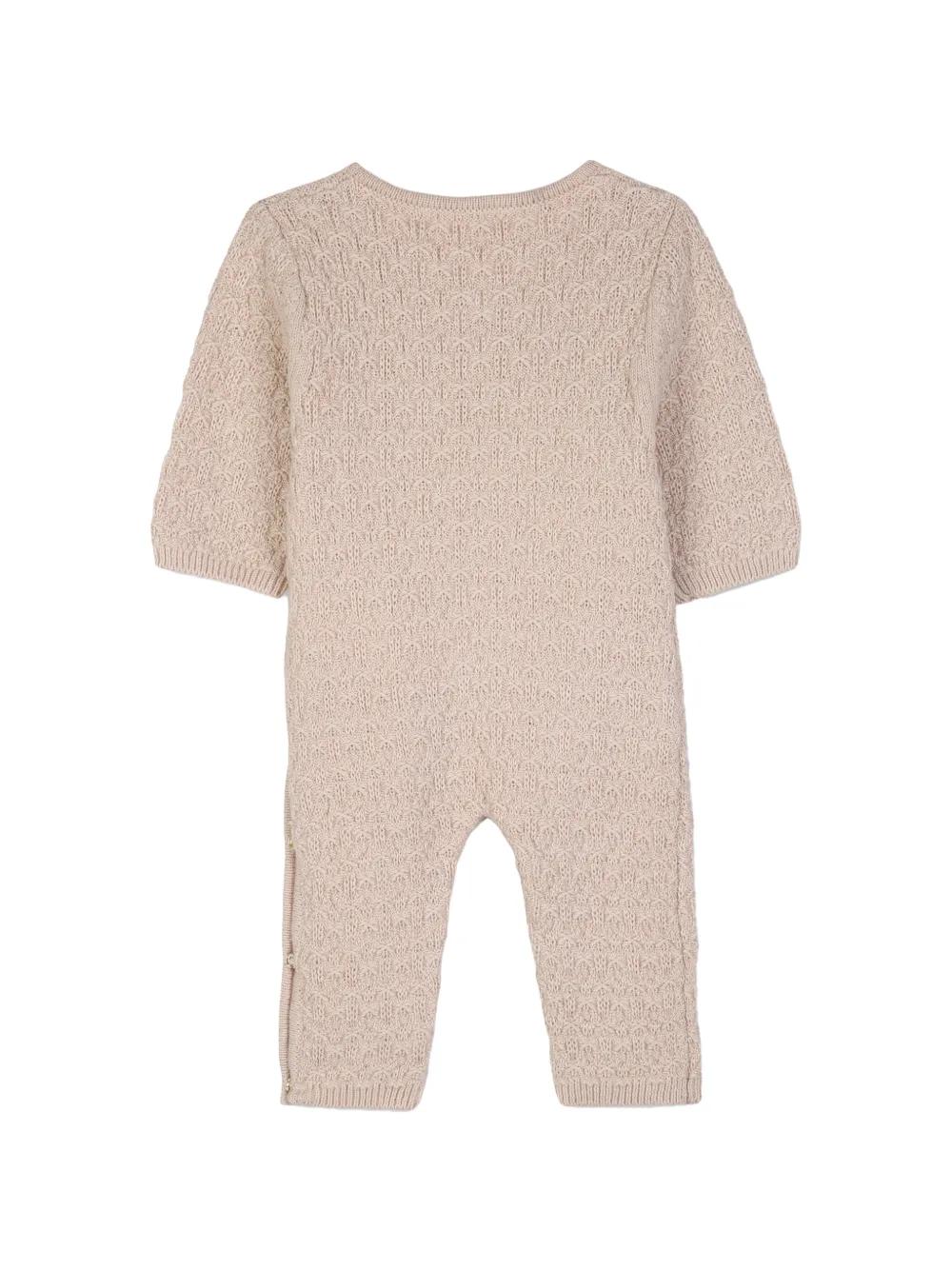 Chloé Kids Gebreide katoenen romper met borduurwerk Beige