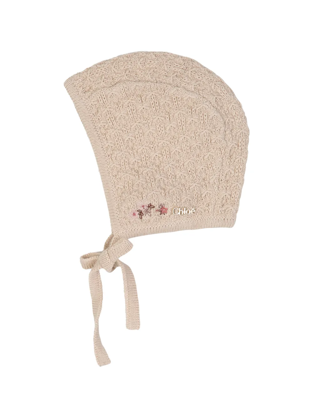 Chloé Kids Gebreide katoenen romper met borduurwerk Beige