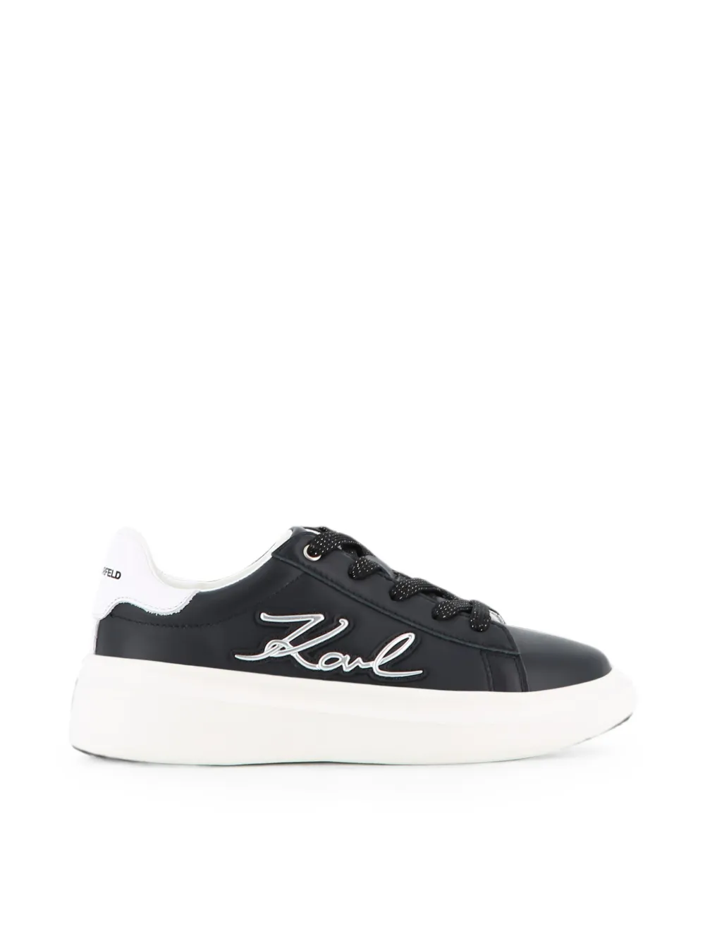 Karl Lagerfeld Kids Kapri leren sneakers met logo-applicatie Zwart