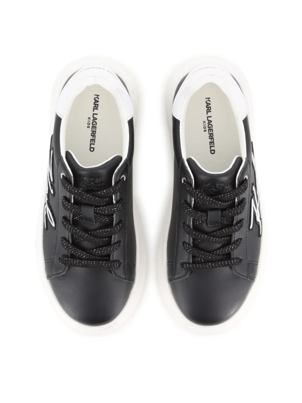 Karl Lagerfeld Kids Kapri leren sneakers met logo-applicatie Zwart