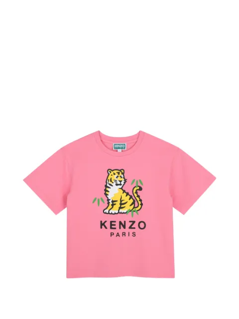 Kenzo Kids T-shirt med logotryk og tigertryk