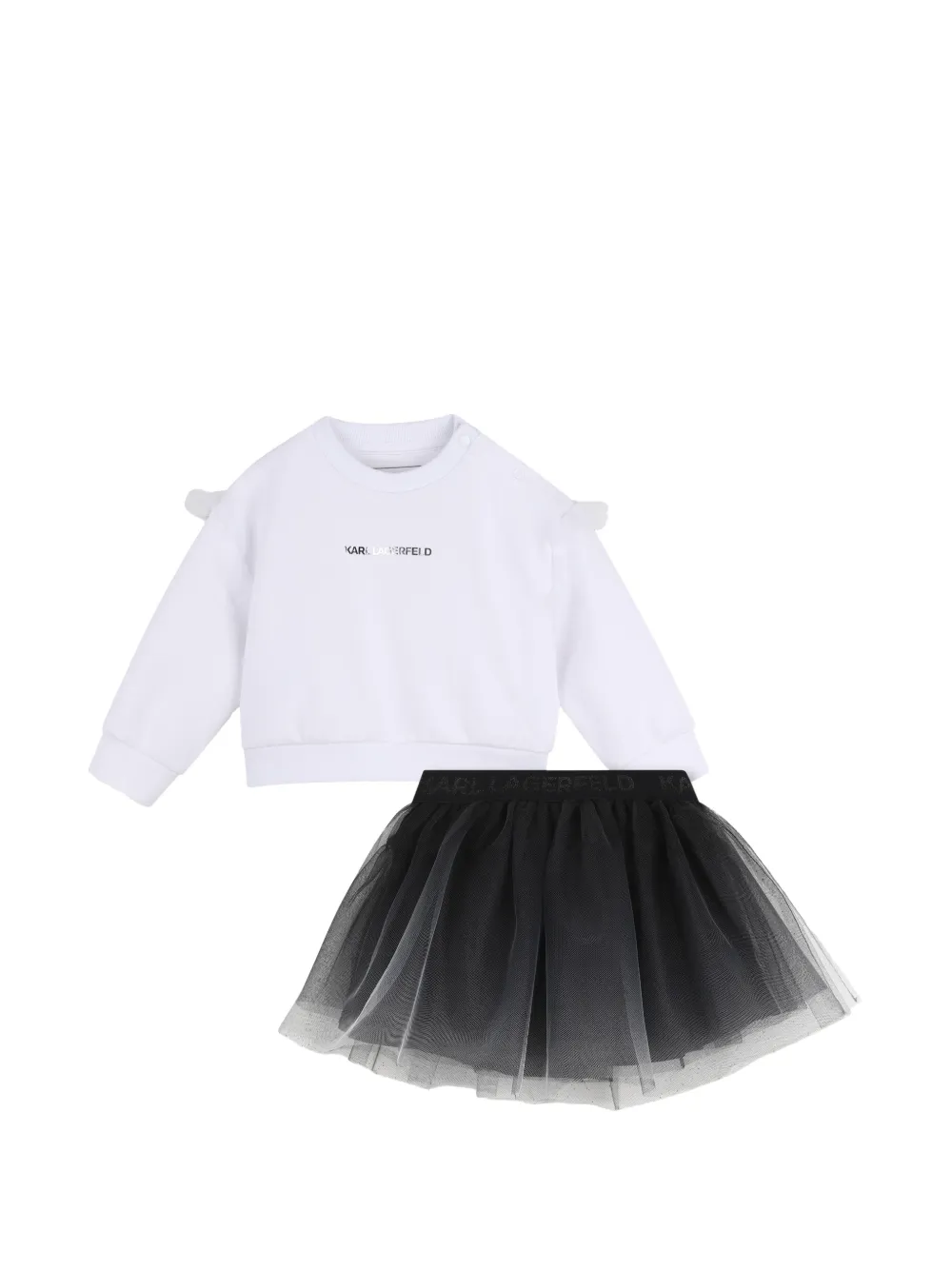 Karl Lagerfeld Kids Set aus Tüllrock und Sweatshirt mit Logo-Print - Weiß