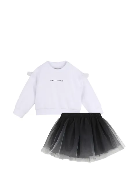 Karl Lagerfeld Kids tulle-panelled logo-print skirt and sweatshirt set