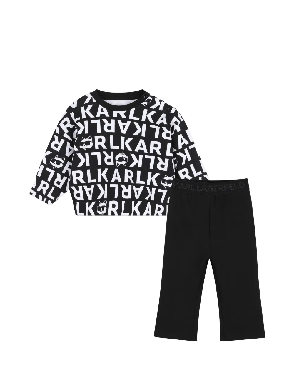 Karl Lagerfeld Kids Tuta sportiva in cotone con logo - Nero
