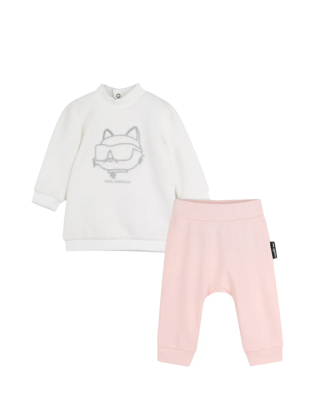 Karl Lagerfeld Babies' Choupette Embroidered Trousers Set In White