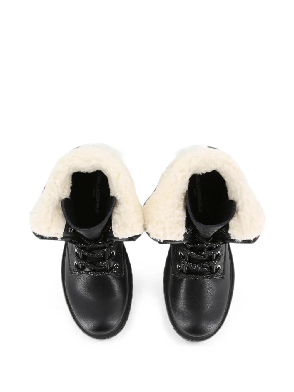 Karl Lagerfeld Kids Leren enkellaarzen met veters Zwart