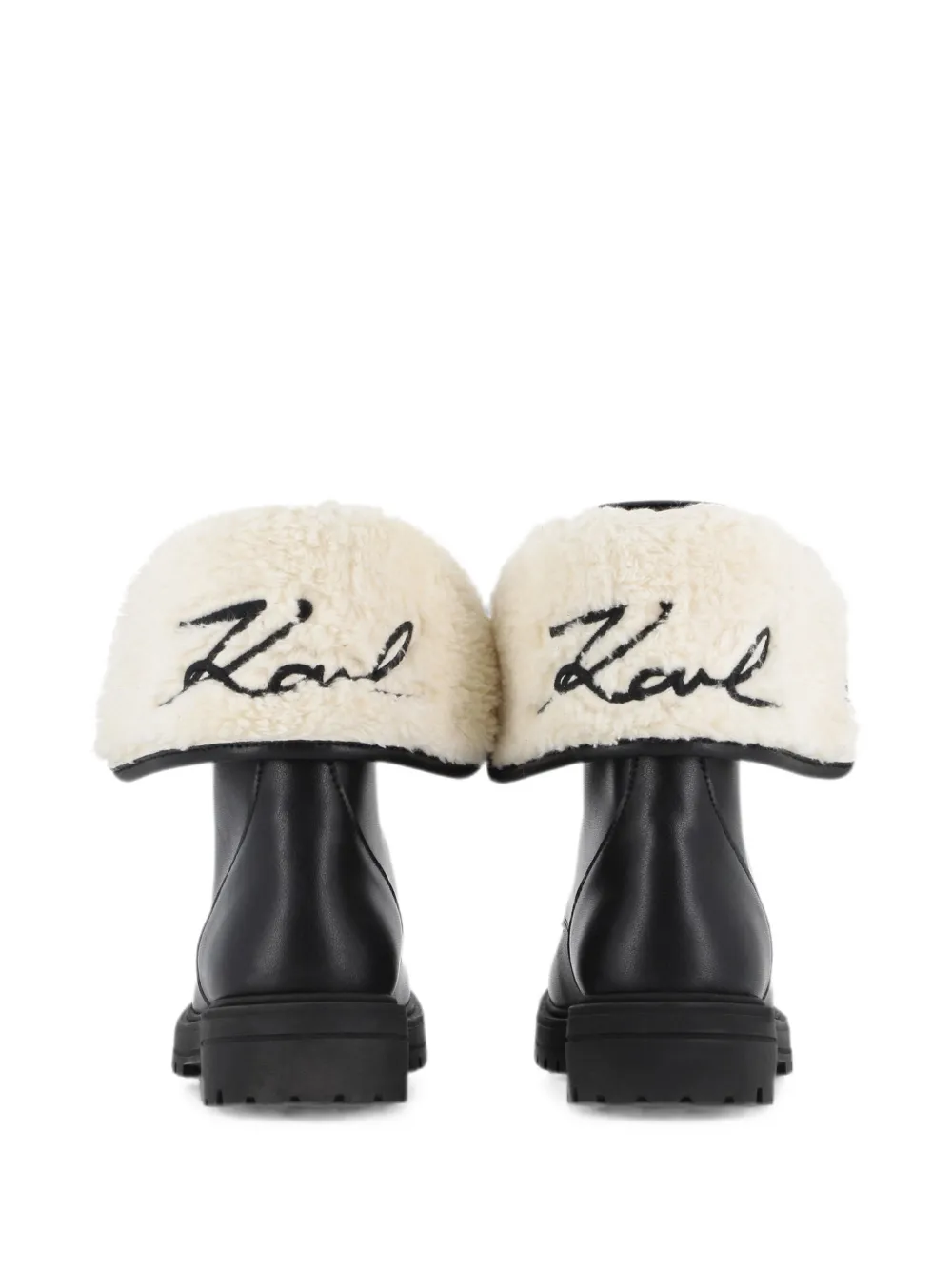 Karl Lagerfeld Kids Leren enkellaarzen met veters Zwart