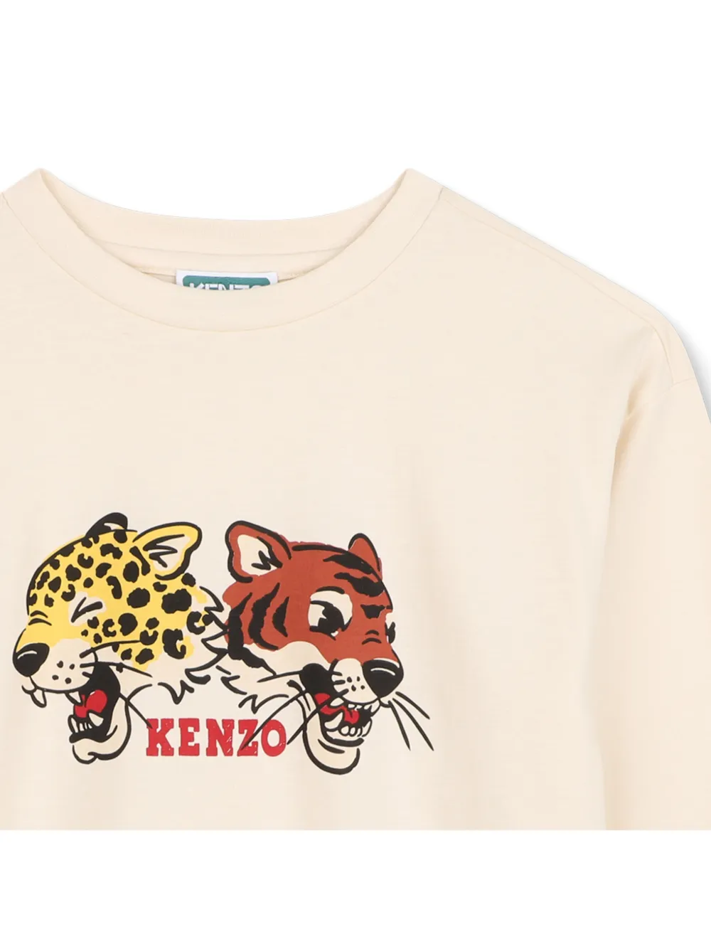 Kenzo Kids T-shirt met grafische print Beige