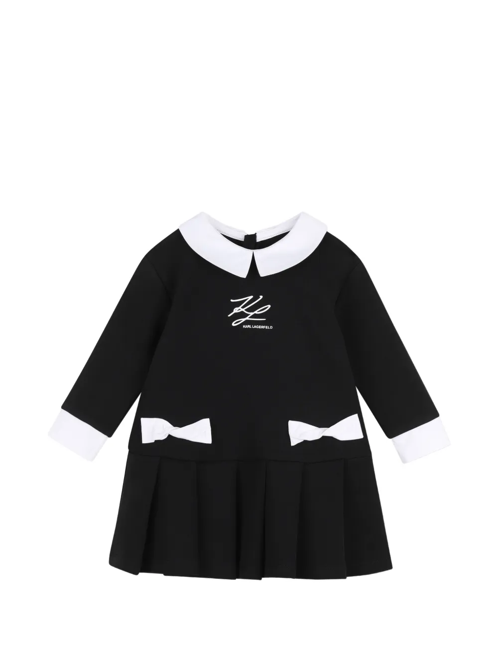 Karl Lagerfeld Kids Langärmeliges Kleid mit Falten - Schwarz