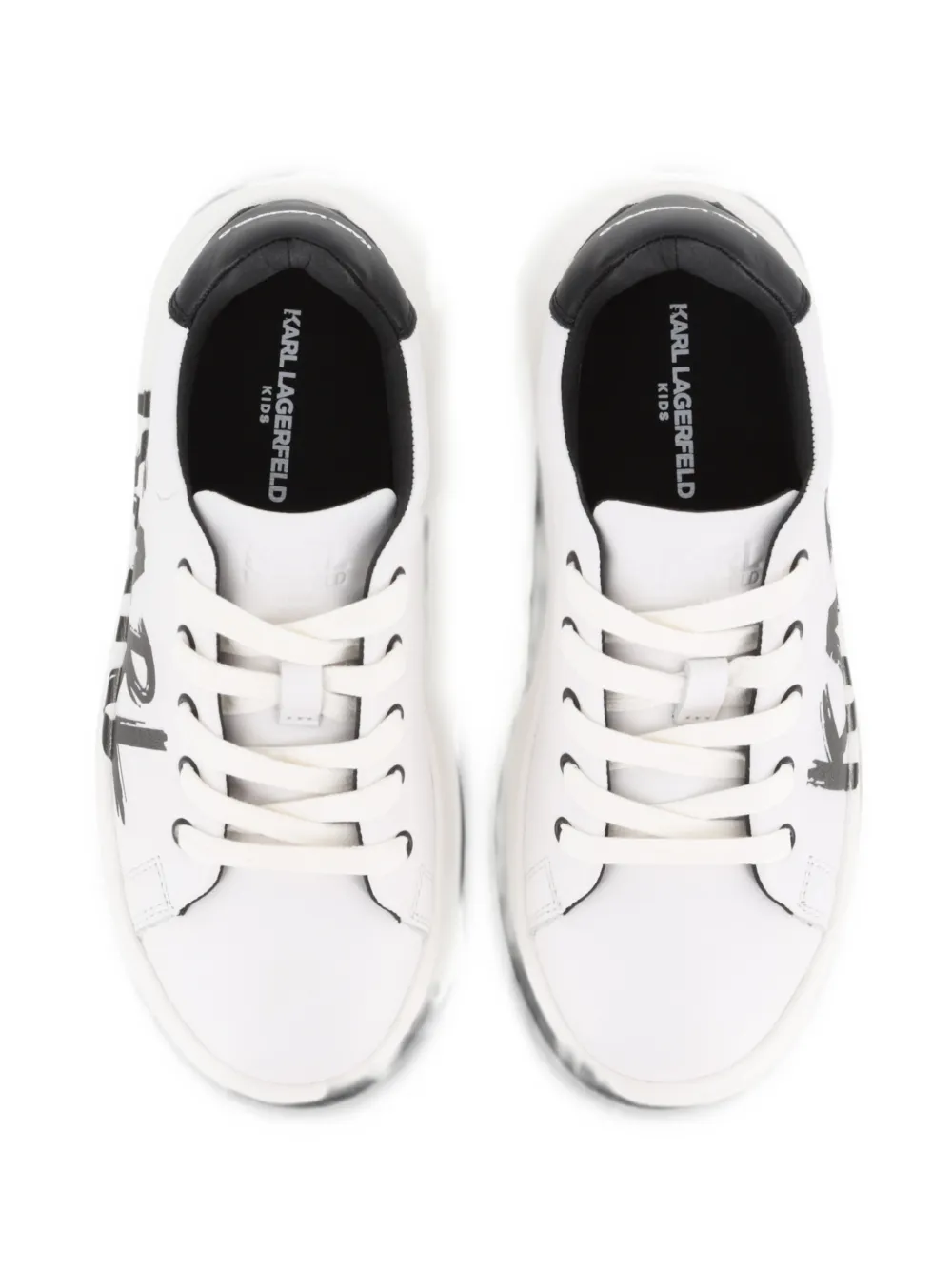 Karl Lagerfeld Kids logo-print lace-up leather sneakers Wit