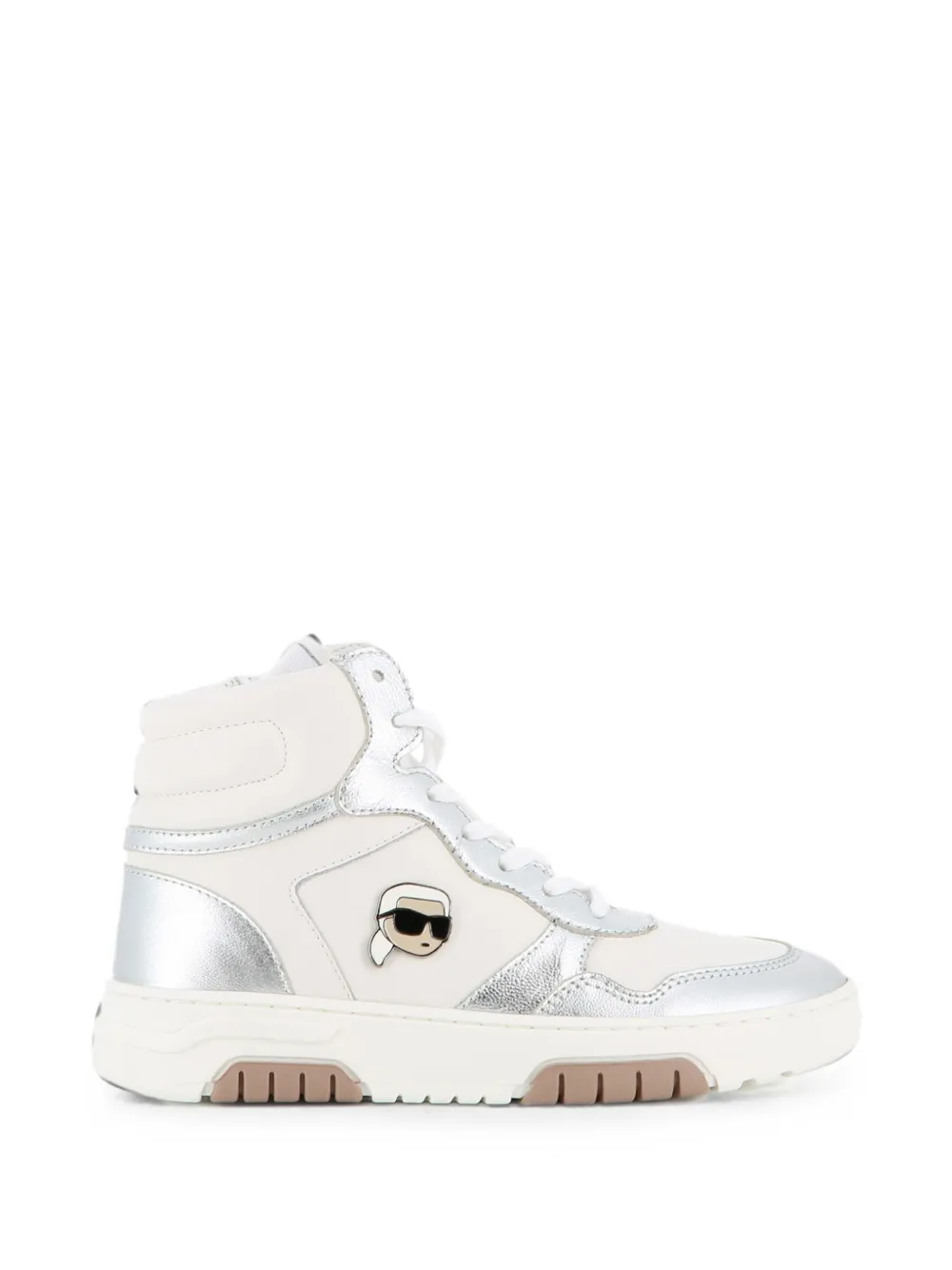 Karl Lagerfeld Kids High-top leren sneakers met metallic vlak Wit