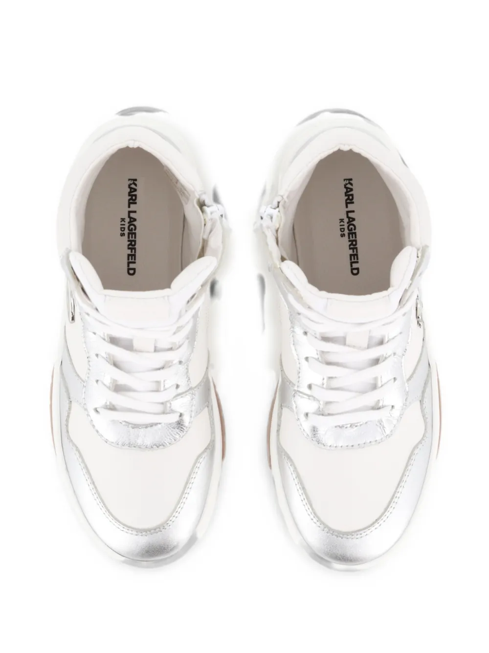 Karl Lagerfeld Kids High-top leren sneakers met metallic vlak Wit