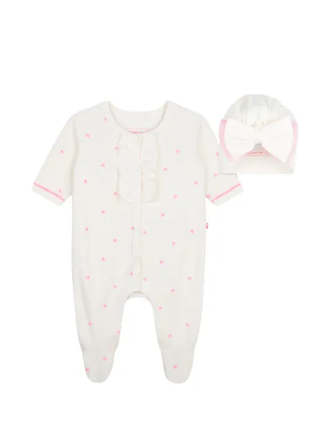 Billieblush heart-print ruffled-detail cotton babygrow set (set of two)