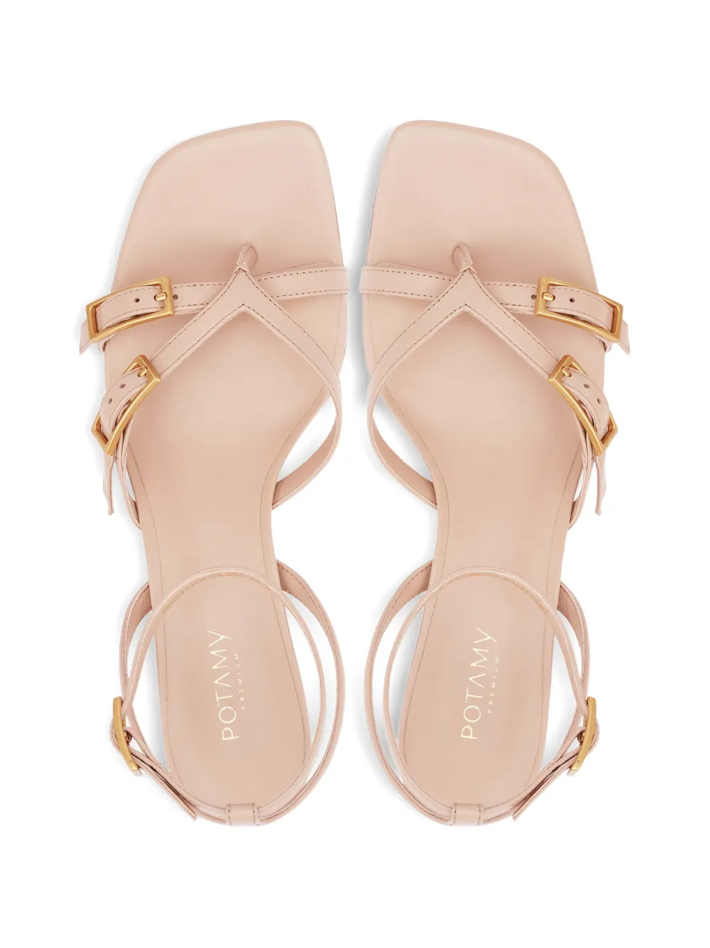 POTAMY buckle-detail leather sandals Beige
