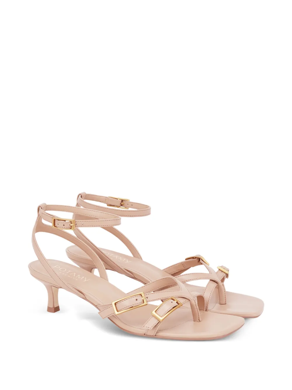 POTAMY buckle-detail leather sandals Beige