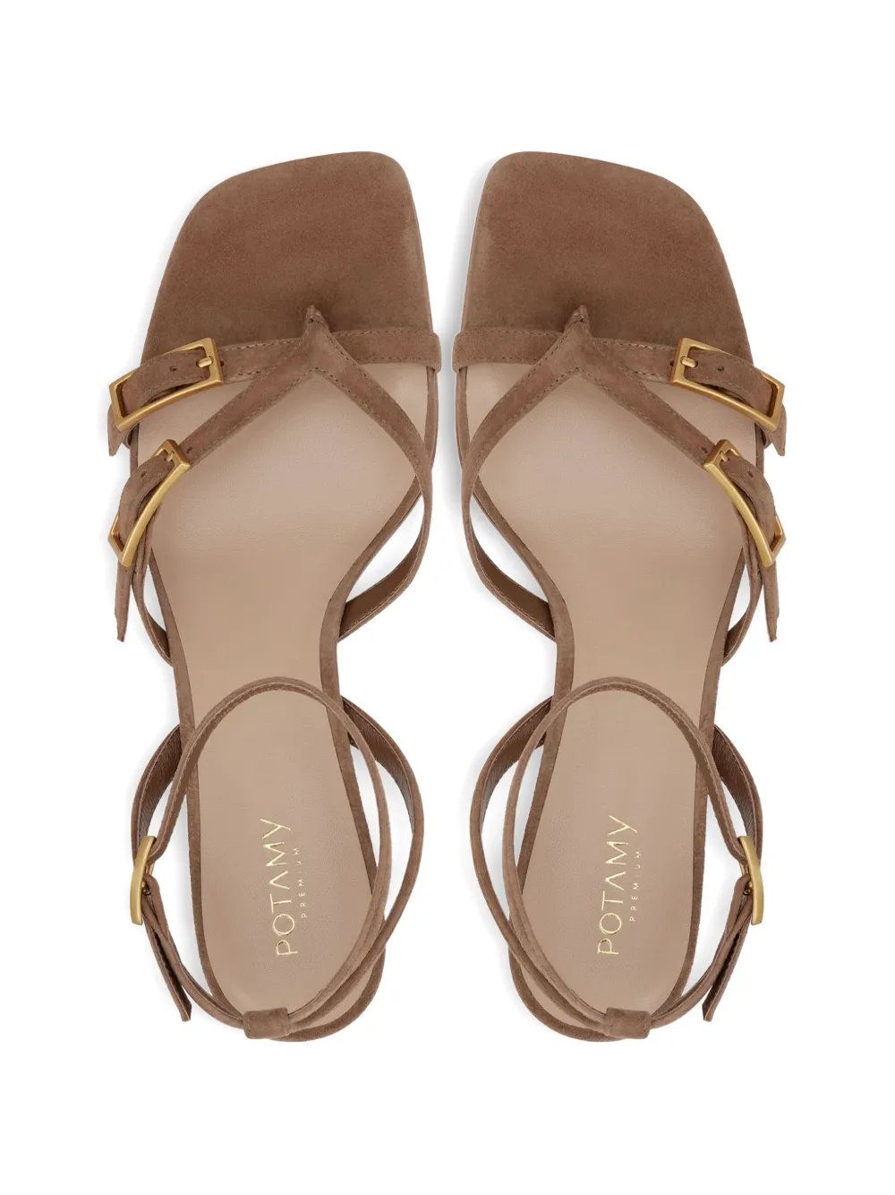 POTAMY buckle-detail suede sandals Bruin