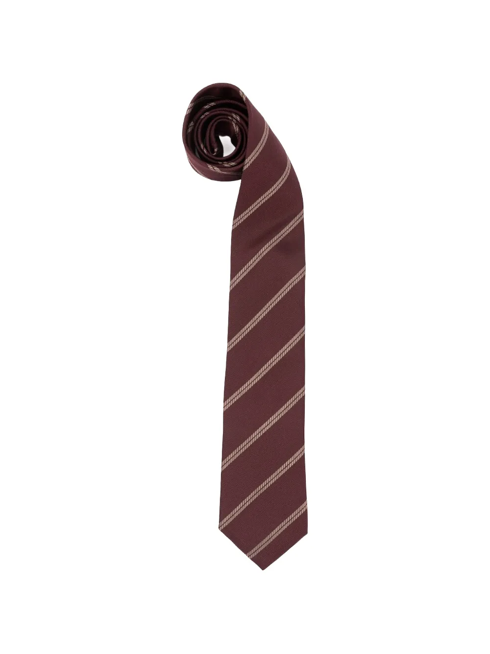 Brunello Cucinelli 斜条纹真丝领带 | 褐色 | Image 1
