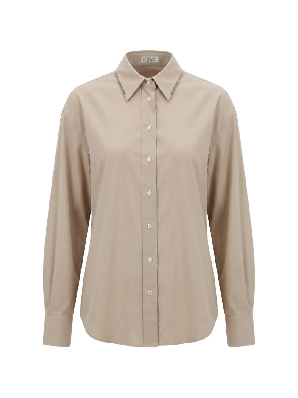 Brunello Cucinelli Monili-trim long-sleeve shirt - Nude