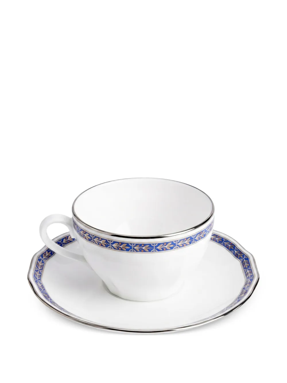 GINORI 1735 Duchessa patterned teacup and saucer - Bianco