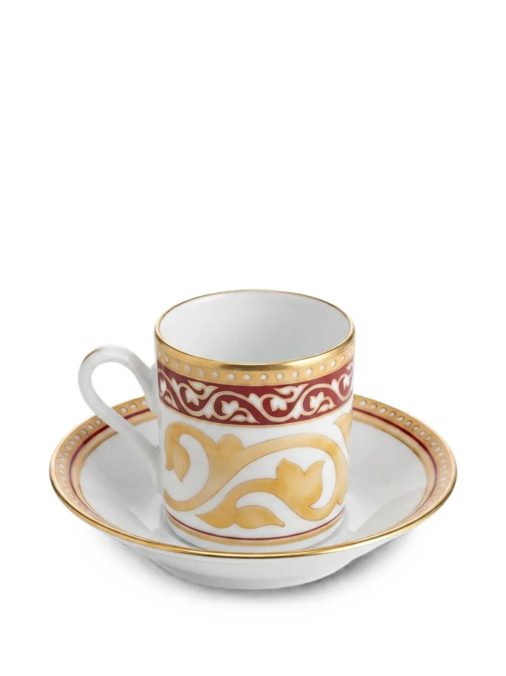 GINORI 1735 Impero patterned coffee cup and saucer - Bianco