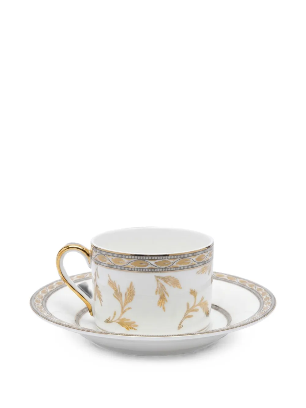 GINORI 1735 Antinea leaf-print teacup and saucer - Bianco