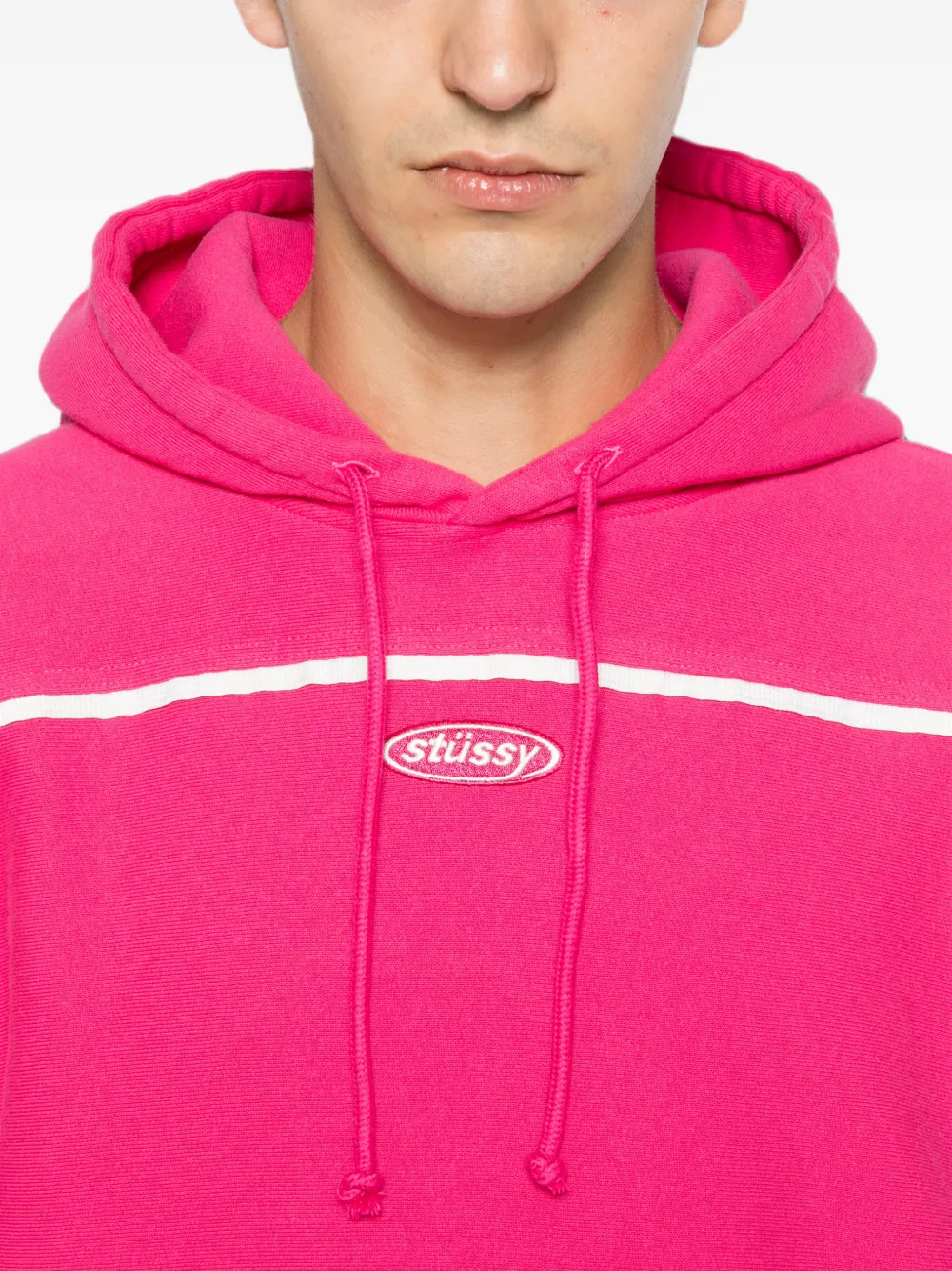 Stüssy Oval hoodie met logopatch en afwerking Roze