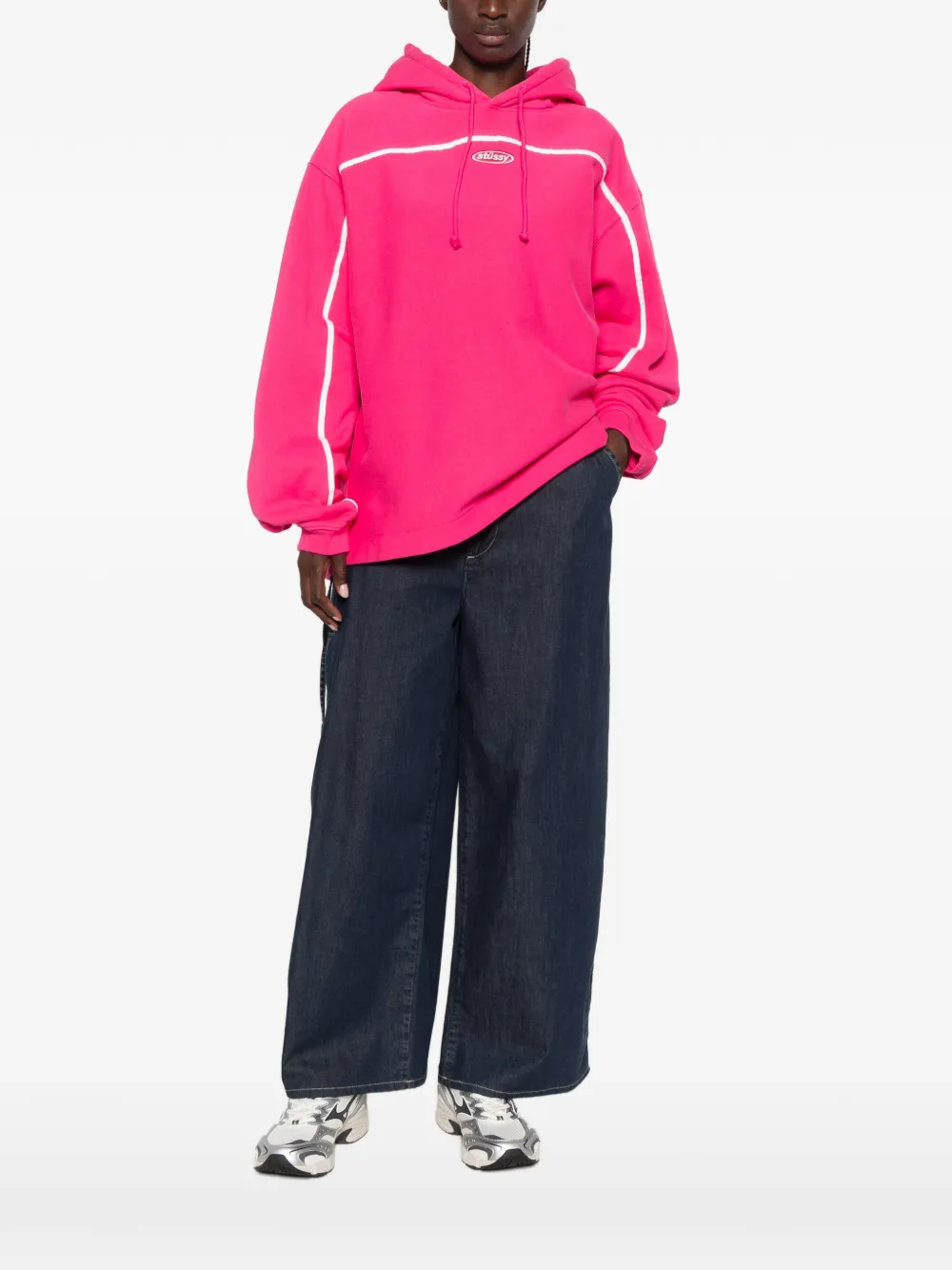 Stüssy Oval hoodie met logopatch en afwerking Roze