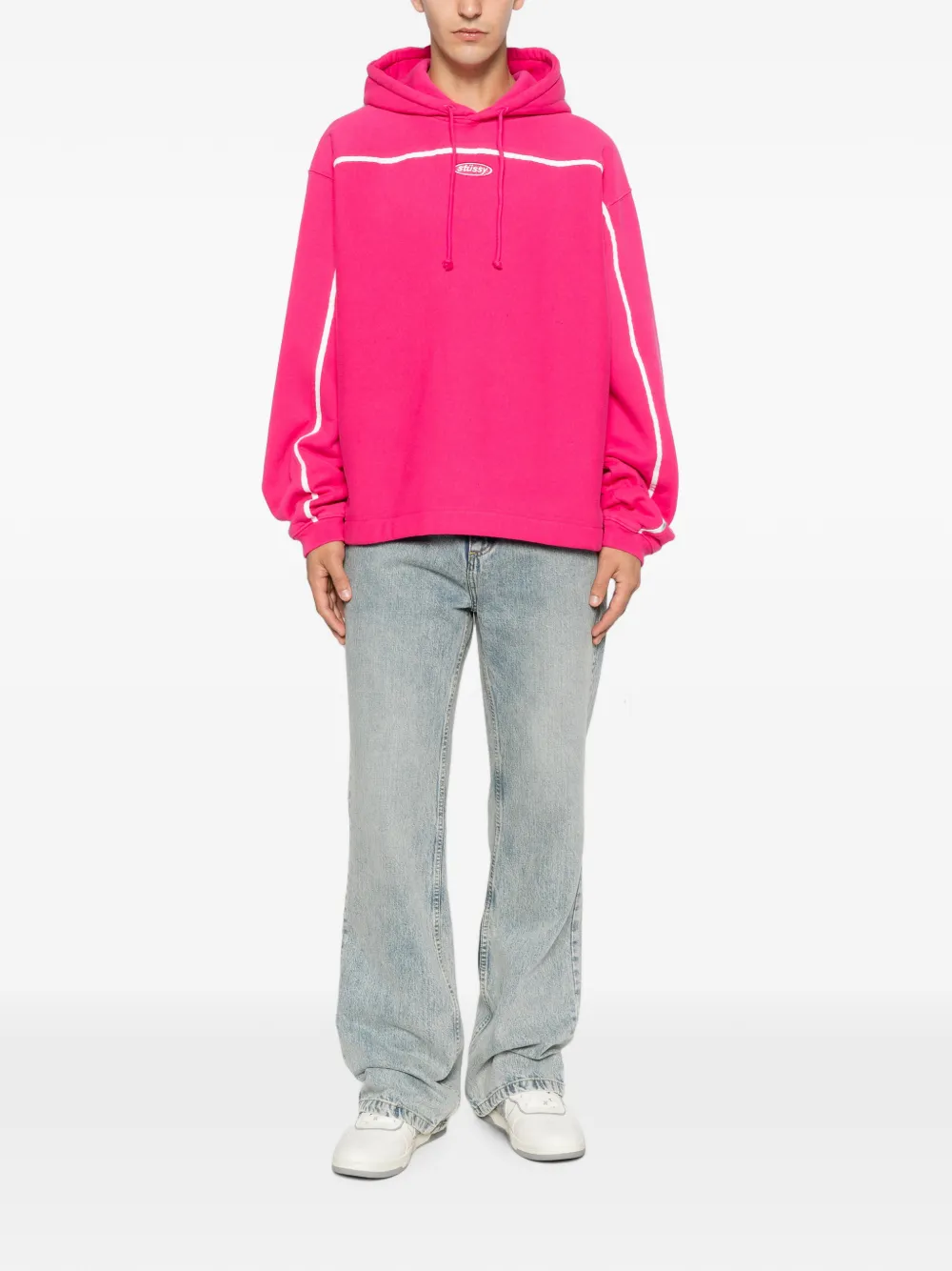 Stüssy Oval hoodie met logopatch en afwerking Roze