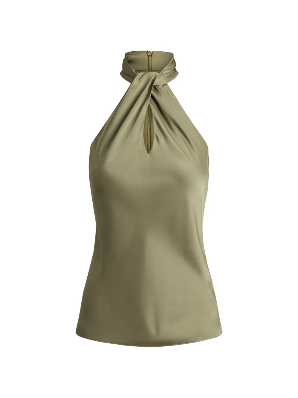 Ralph Lauren Twist-front Halterneck Blouse In Green