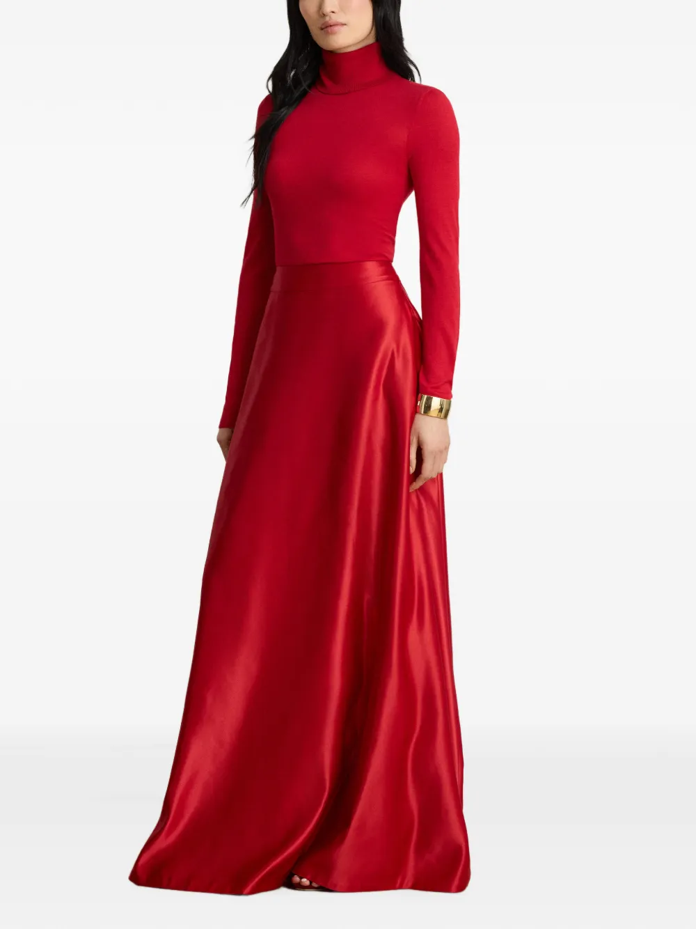 Lauren Ralph Lauren A-lijn maxi-rok met satijnen afwerking Rood