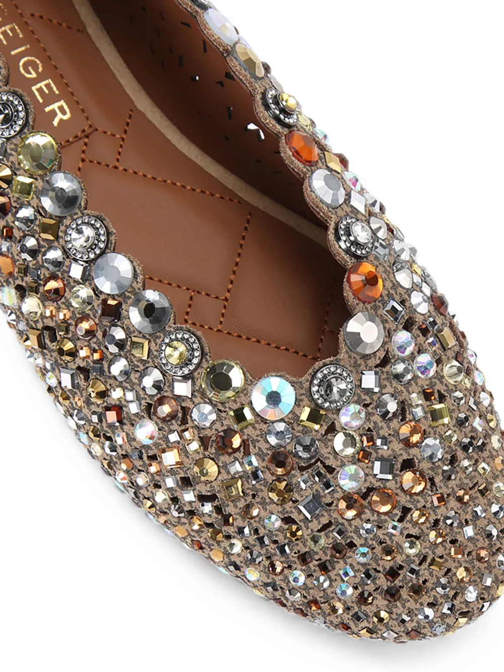 Kurt Geiger London jewel perforated ballet flats Goud