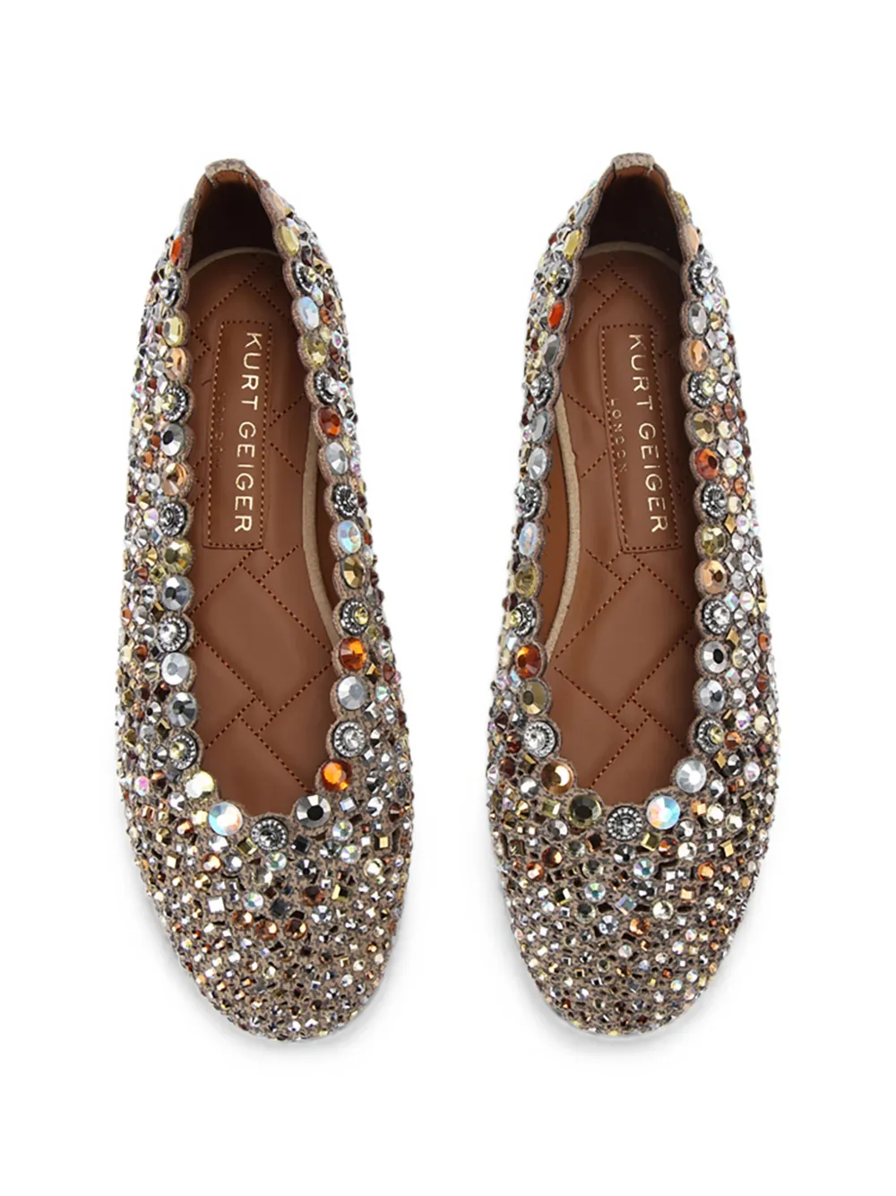 Kurt Geiger London jewel perforated ballet flats Goud
