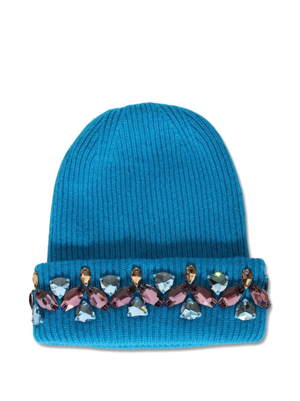 Melrose High crystal-embellished ribbed beanie hat - Blu