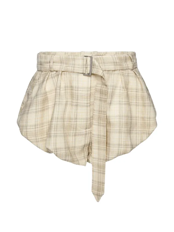 Magda Butrym Check-pattern Belted Shorts in Neutrals
