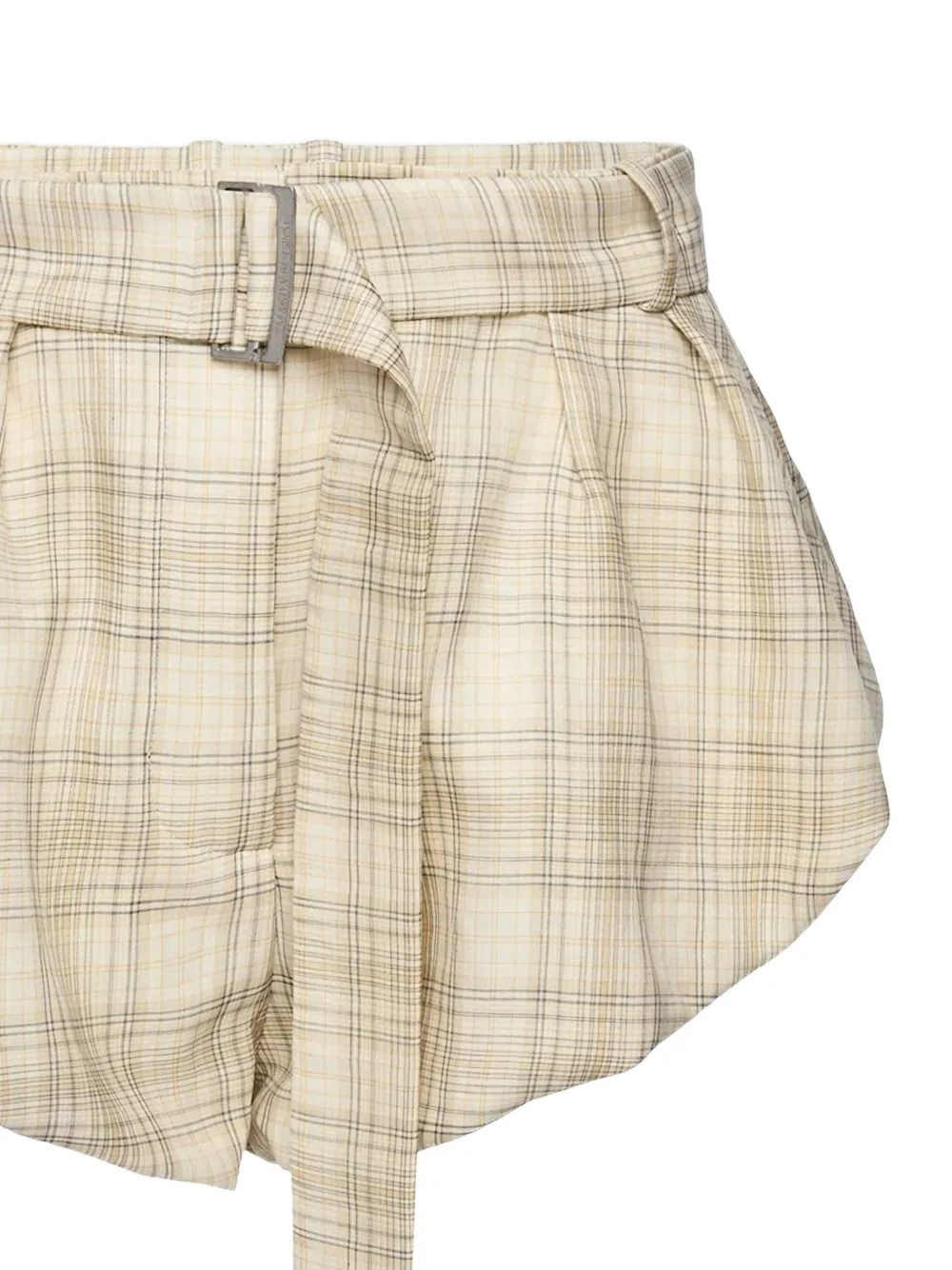 Magda Butrym Check-pattern Belted Shorts in Neutrals, view 2