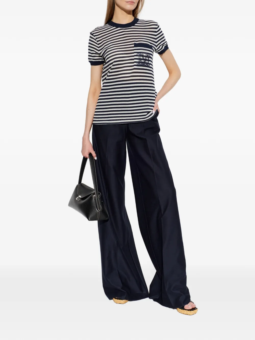 Max Mara Palazzo plooibroek met wijde pijpen Zwart