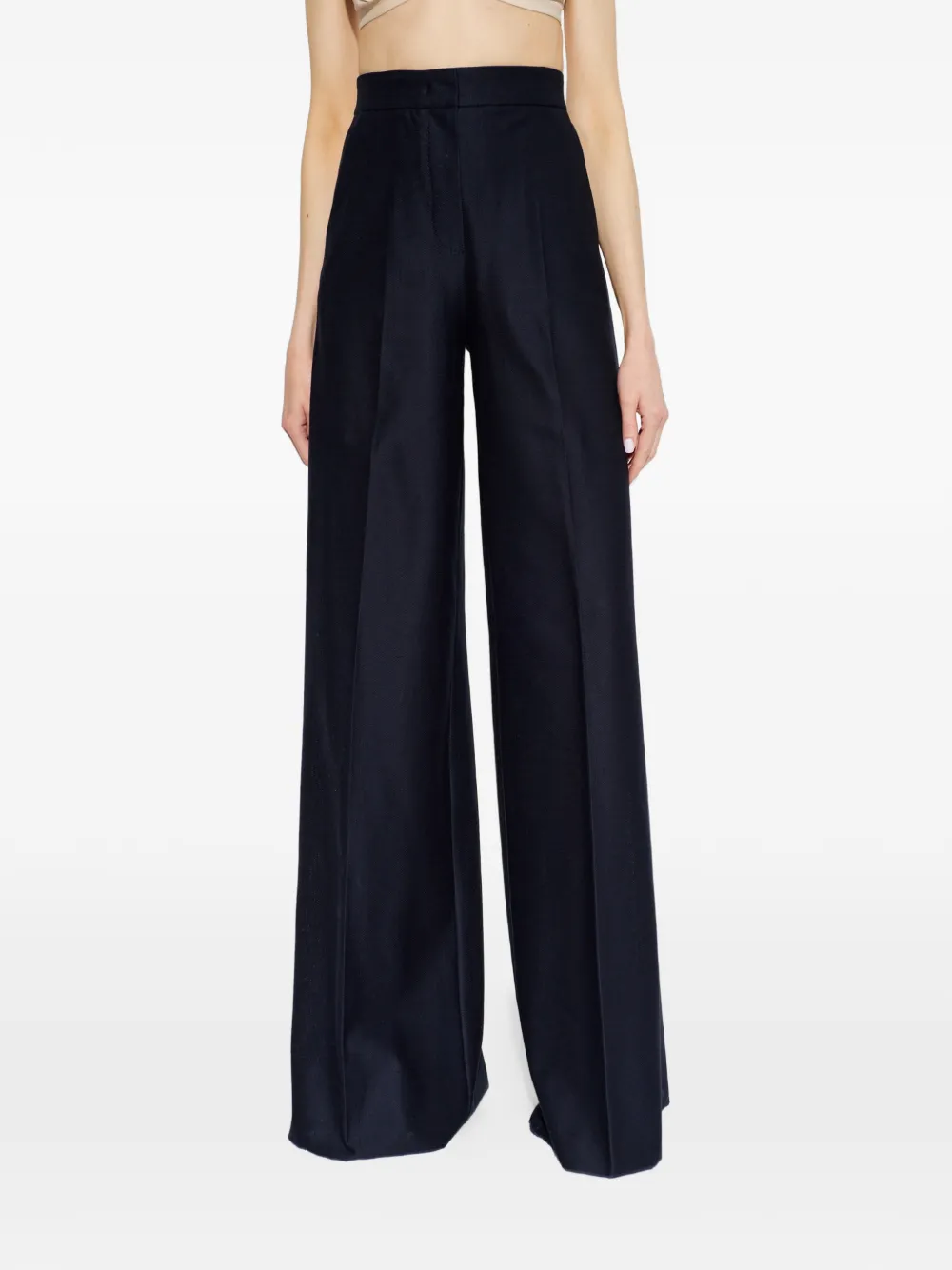 Max Mara Palazzo plooibroek met wijde pijpen Zwart