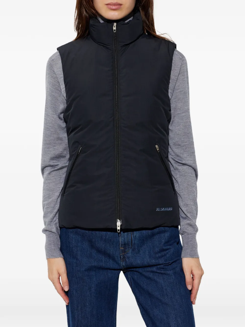 Jil Sander Gilet met logoprint Blauw