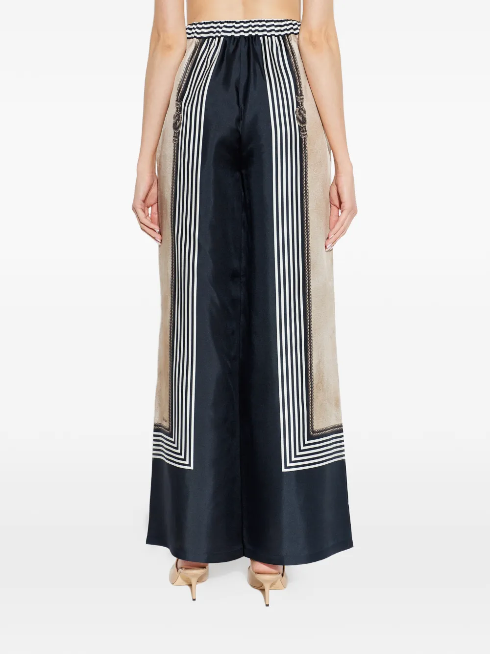 Max Mara Carabo gestreepte zijden palazzo broek Blauw