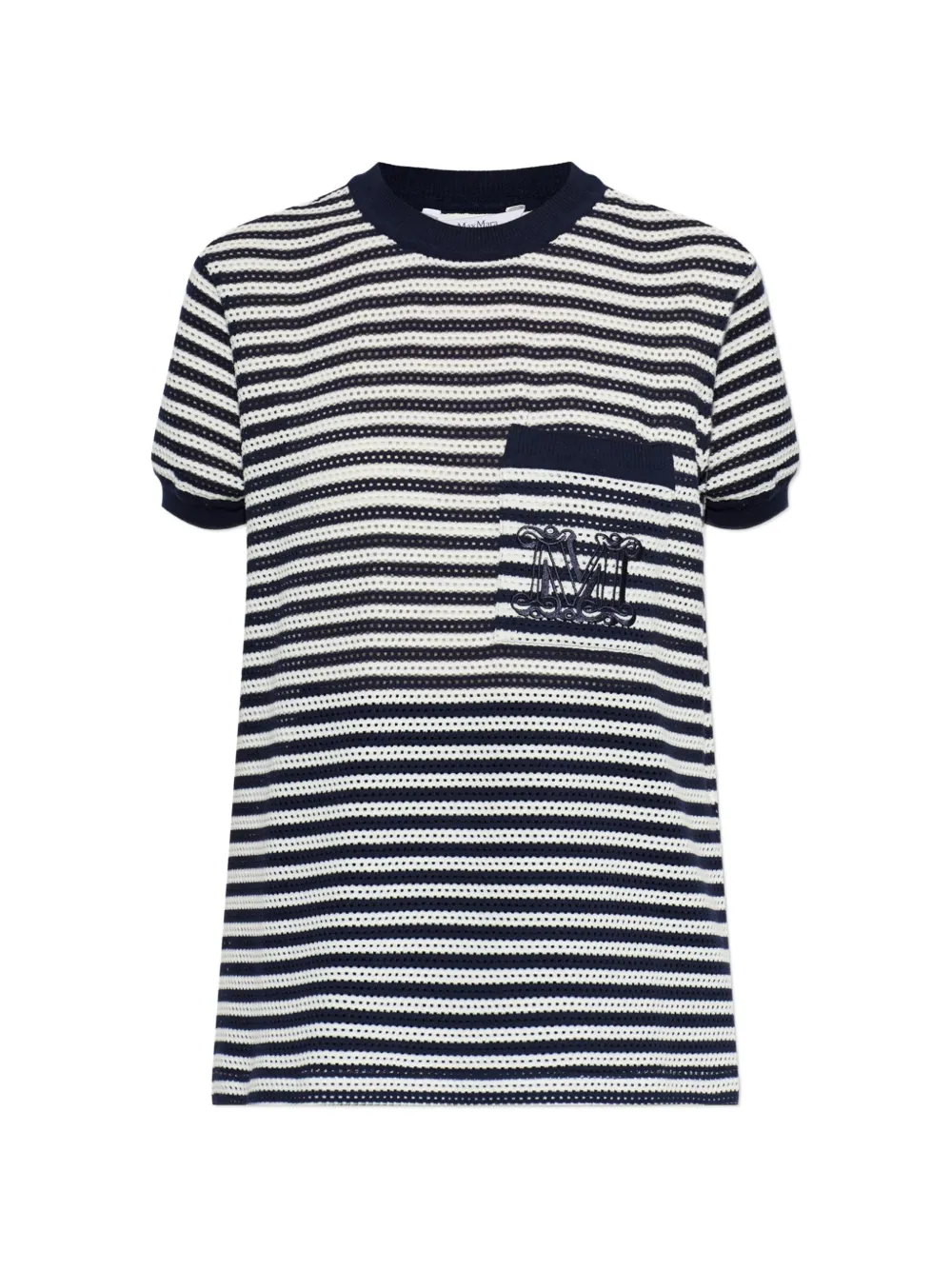 Max Mara striped-pattern embroidered-logo T-shirt - Blu