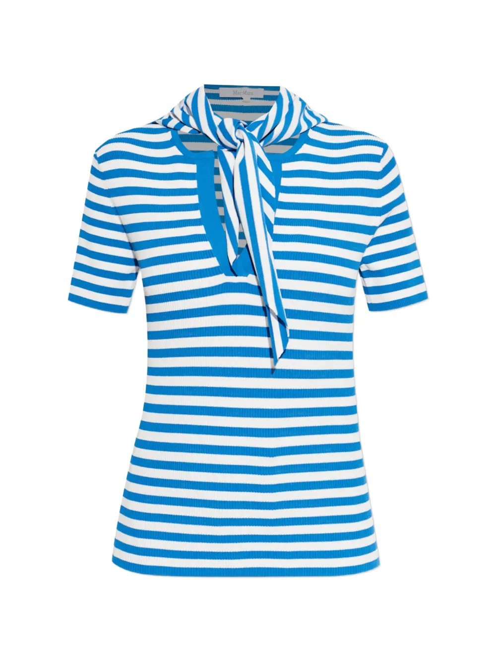Max Mara striped-pattern bow-detail T-shirt - Blu