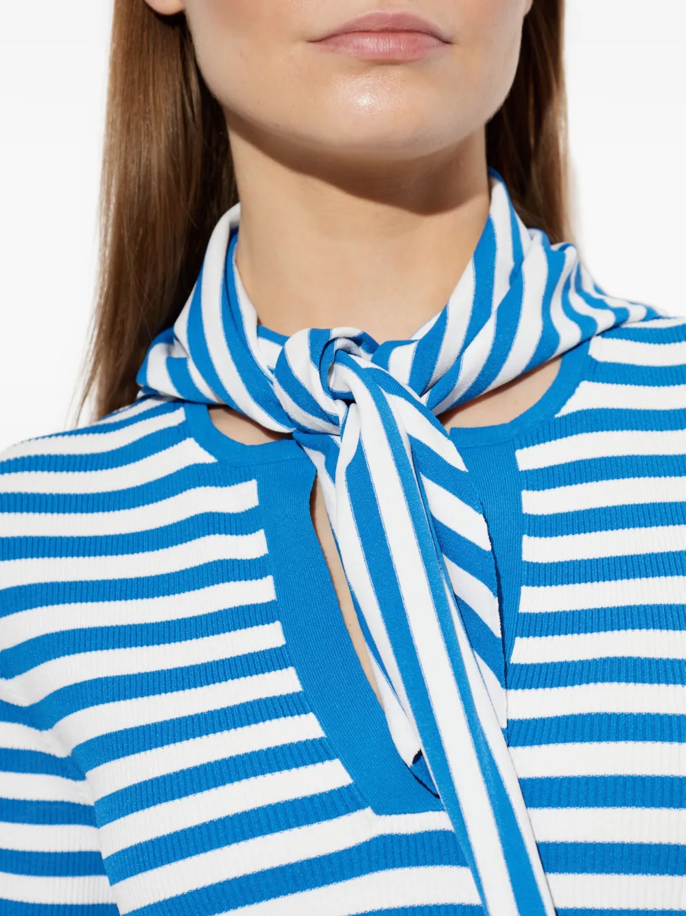Max Mara Gestreept T-shirt met strikdetail Blauw