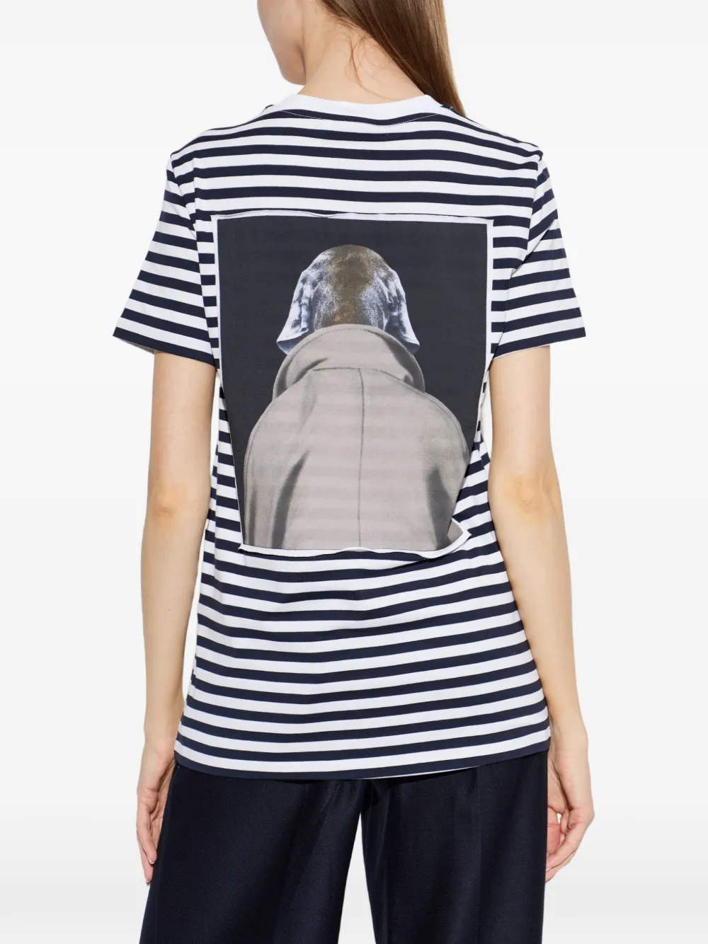 Max Mara Gestreepte T-shirt met grafische print Blauw