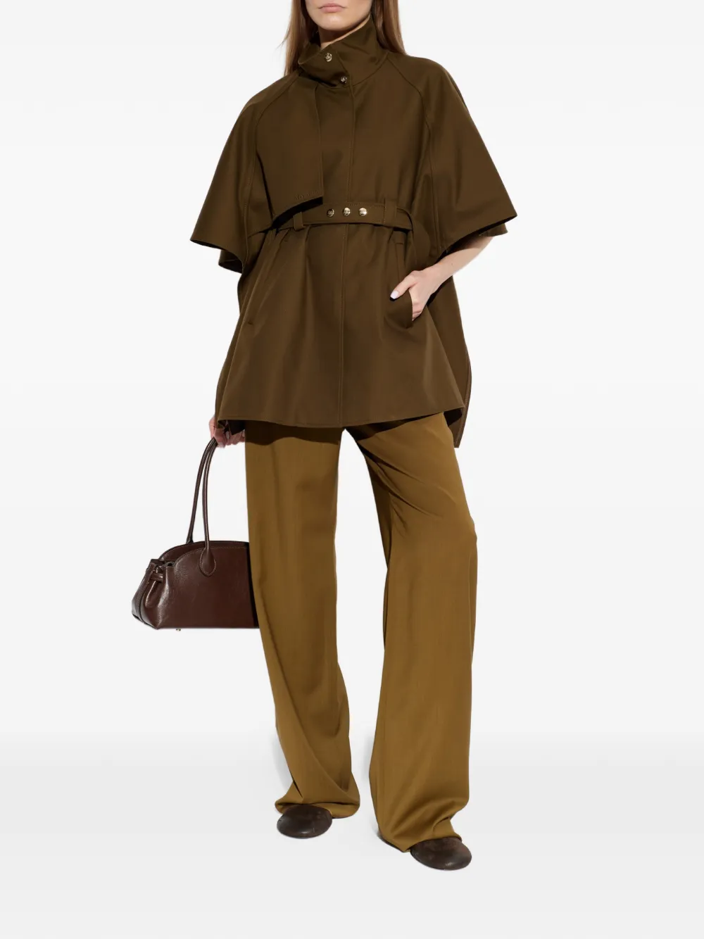 Max Mara Jack met cape en ceintuur Bruin